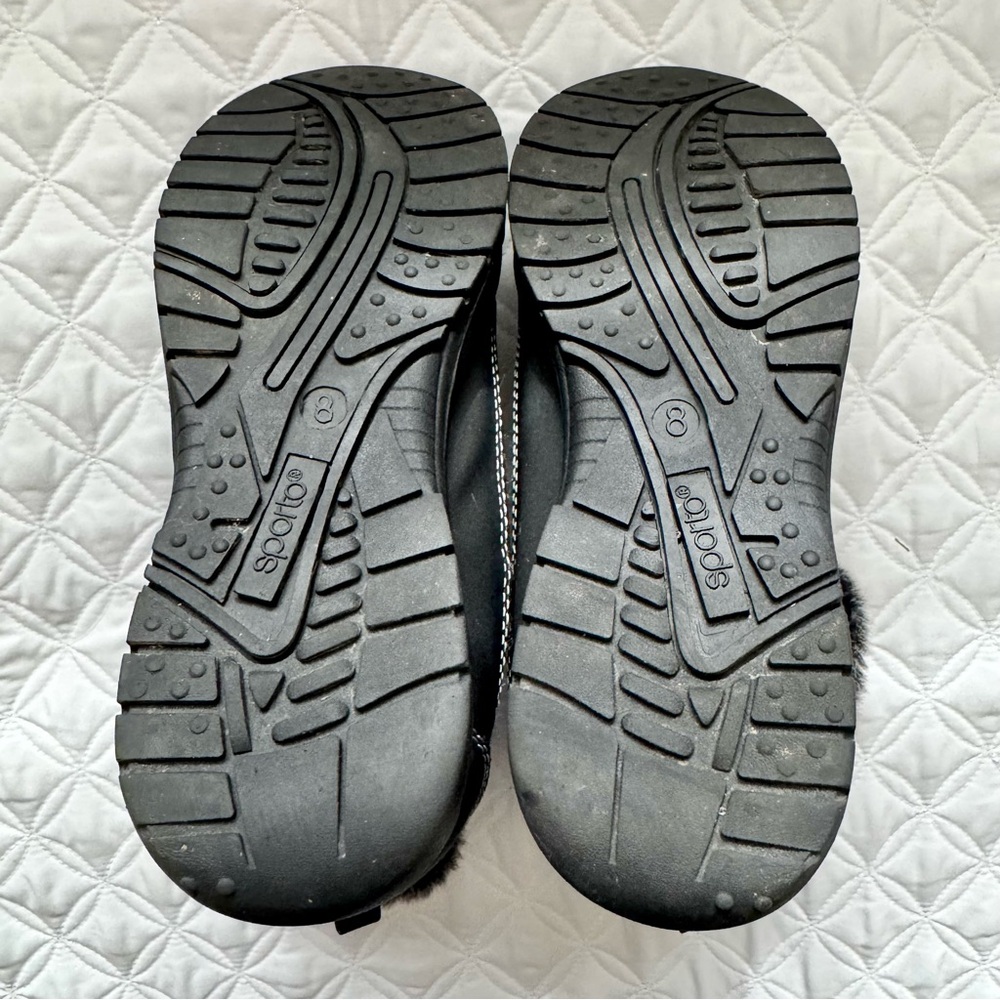 Sporto Black Winter Zip-Up/Toggle Boots with Gray Faux Fur Trim Size 8 - Picture 8 of 13